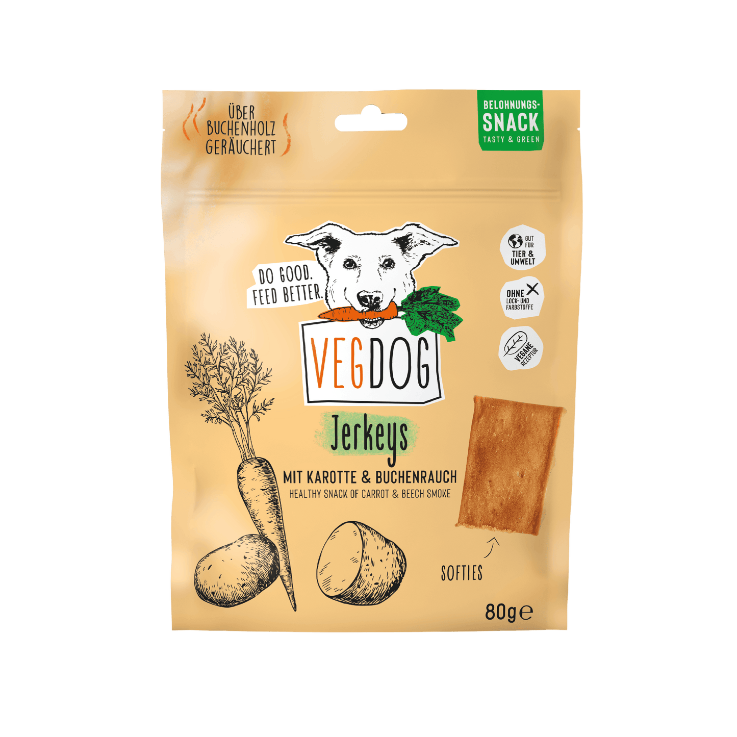 JERKEYS 80 g - VEGDOG - VeganHondenvoer.nl